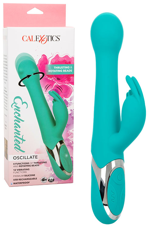 Oscillate 9.75" Thrusting Rotating Rabbit Vibrator with Fluttering Clitoral Teaser