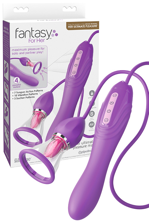 Her Ultimate Pleasure Max 9" 4 in 1 Pleasure Pump with Tongue & Vibrating Handle
