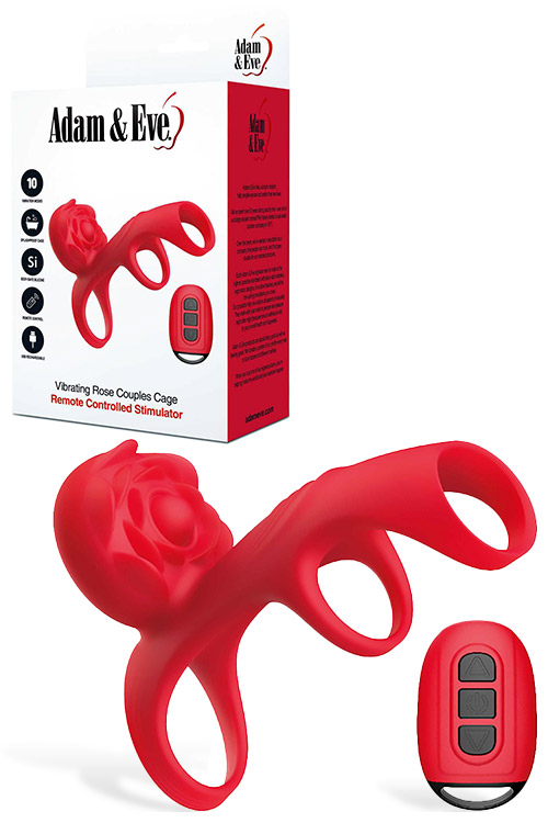 Vibrating Rose 5.1" Couples Cage with Remote