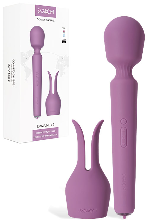 Emma Neo 2 11.4" App Compatible Wand Massager with Removeable Rabbit Ears