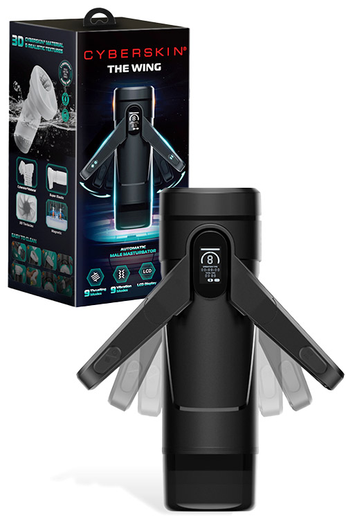 The Wing 11.4" Dual Stimulation Thrusting Masturbator with Scrotal Vibration