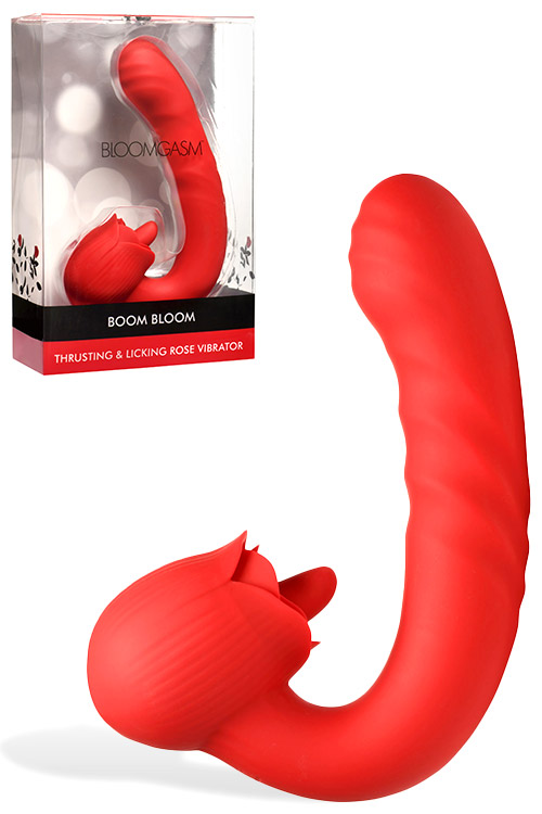 Boom Bloom 6.1" Thrusting & Licking Rose Rabbit Vibrator