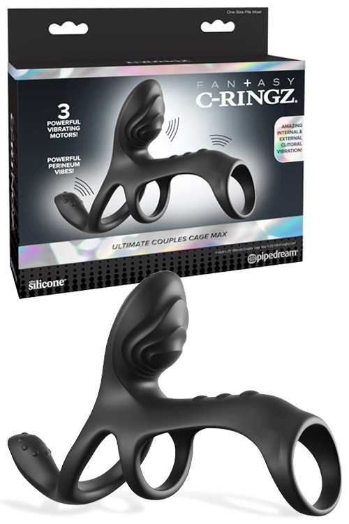 Ultimate Couples Cage Max Vibrating Couples Ring with Clitoral Stimulator