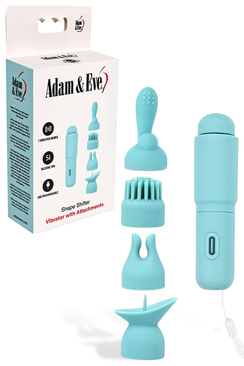 Shape Shifter 4" Vibrator With Four Interchangeable Attachments