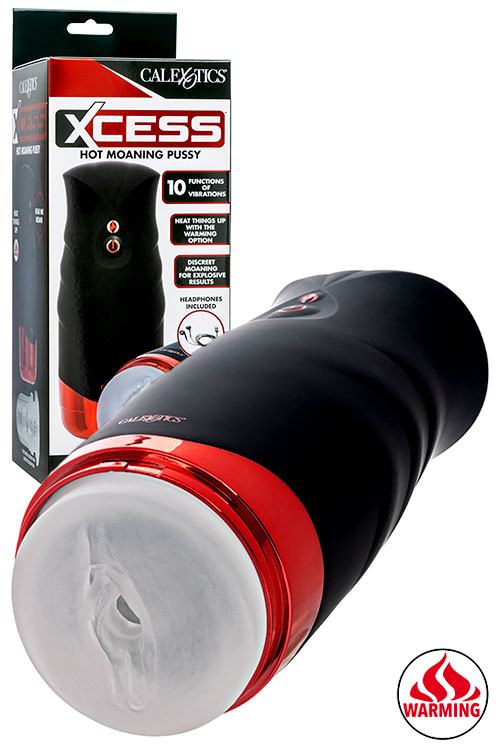 Xcess Hot Moaning Pussy 9.5" Vibrating Masturbator With Heating & Sound