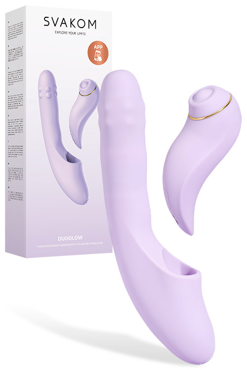 DuoGlow 7.7" Heating, Thrusting & Rotating Vibrator with Detachable Clitoral Stimulator