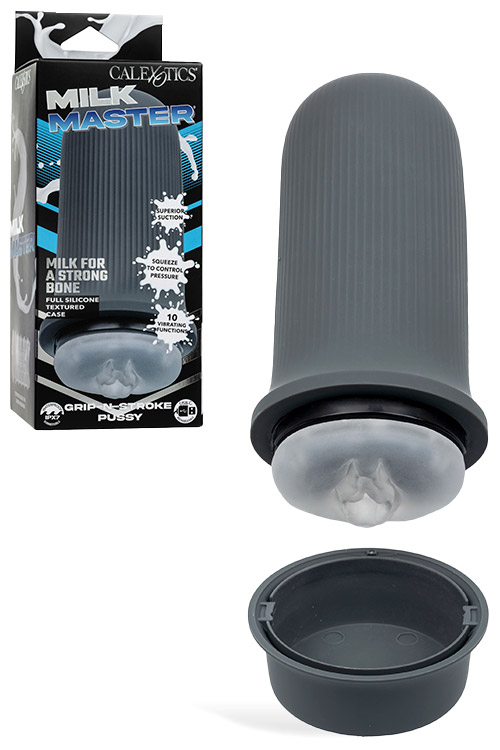 Milk Master Grip N Stroke Pussy 5.5" Squeezable Vibrating Masturbator
